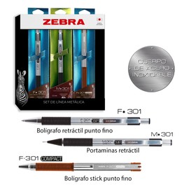 Zebra set de regalo bolígrafos y portaminas metálicos F-301 + M-301 + F-301 Compact
