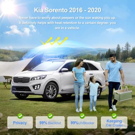 Full Window Sunshade Windshield Side Triangular Rear Window Windscreen Shield Cover Sun Blocking, Heat Shield & UV Protection (for 2016-2020 Kia Sorento)