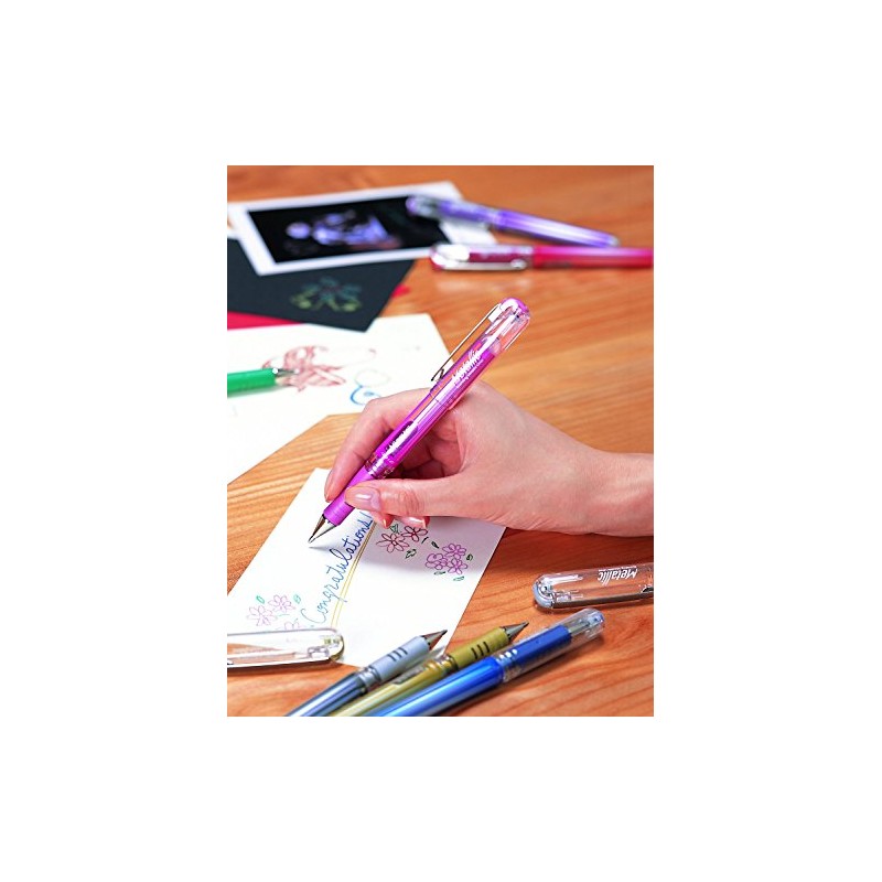 K230–MPO Pentel Hybrid Gel Metallic Grip DX Rollerball Pen with