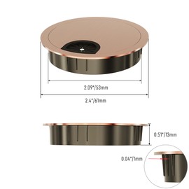 Skweawert 2 Pack Desk Grommet 2-1/8 Inch 53mm, Zinc Alloy Computer Desk Wire Hole Cover, Office Desktop Cord Cable Hole Metal Ring, Red Bronze