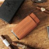 CASE ELEGANCE Three-Cigar Travel Case with Real Saddle Brown Leather,