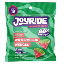 Generic Joyride Sweets Candy Sour Watermelon Wedges 3.5oz, 80% Less Sugar - 3.5oz, Gummy Strips, Gummy candy strips, Candy Belts, Sour Candy Strips.