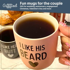 Triple Gifffted Funny His and Hers Gifts Ideas, Unique Valentine's Day Matching Mugs for Couples, Christmas, Him and Her, Boyfriend Girlfriend Anniversary Engagement, Ceramic Cup, 380ML