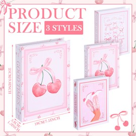 Weysat 3 Pcs Pink Bow Coquette Decorative Fake Books 9. 8 Inch Preppy Faux Stacked Books for Home Preppy Room Decor Aesthetic Cute Modern Accents for Coffee Table Bookshelf Display Bedroom