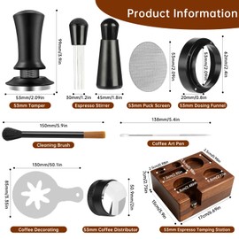 YAQUHO 54mm Espresso Accessories Kit, 9 Pcs Espresso Tamper Tools Set