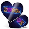 2 x Heart Stickers 7.5 cm - I Love 80's