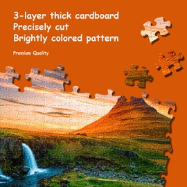 4 Pack 1000 Pieces of Jigsaw Puzzles for Adults, Yosemite, Chestnut Bell, Iceland, European National Park Nature Landscape Scene Challenging Puzzle
