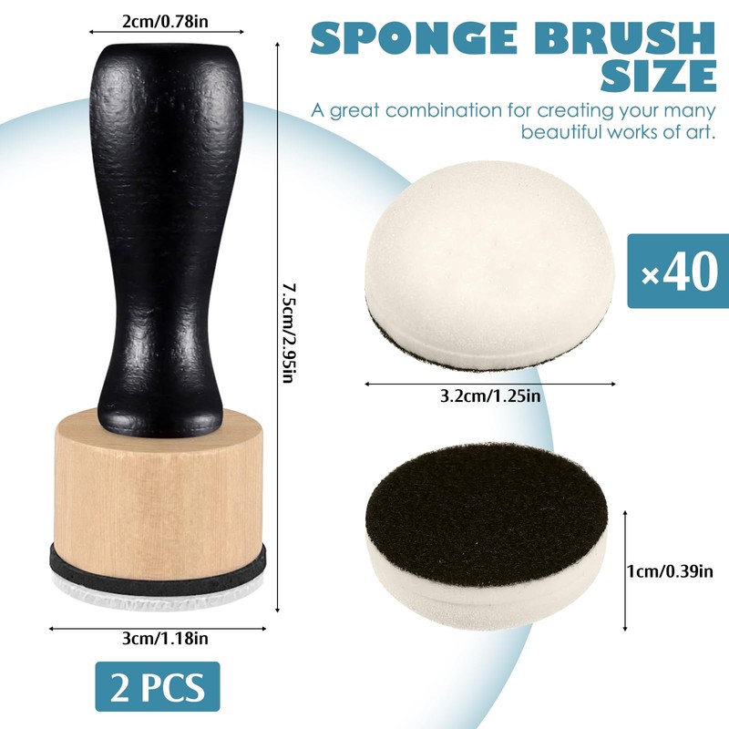 2 Pack Ink Blending Tool with 40 Replacement Foam Pads,