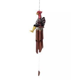 TIKI Beautiful Bamboo Bobbing ROOSTER CHICKEN BIRD Wind Chime Outdoor Garden Patio ar