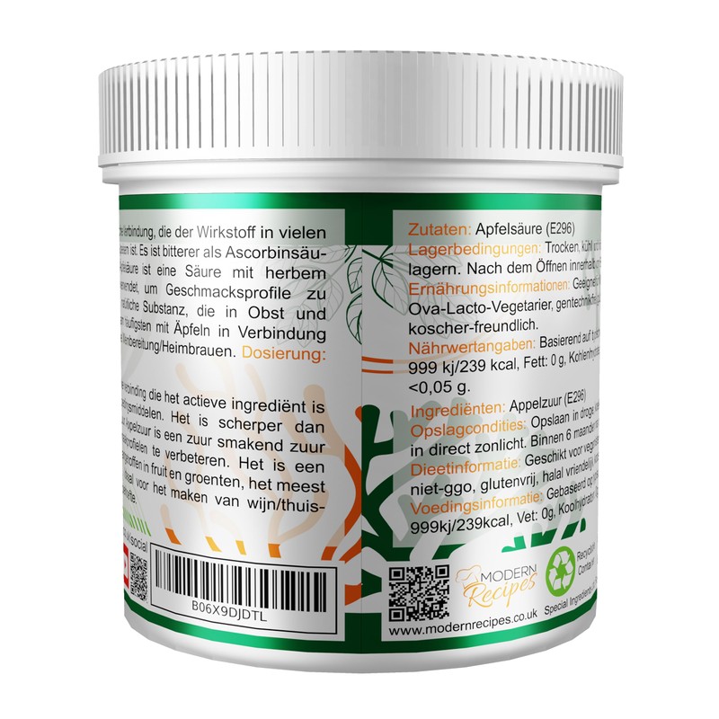 Special Ingredients Malic Acid Powder 100g Premium Quality - Vegan,