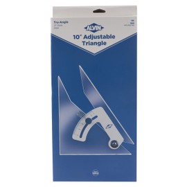 ALVIN True-Angle Adjustable Drafting Triangle Made of High Impact Acrylic 10" Model 110CB with Aluminum Thumbscrew and Inking Edge - Includes Nylon Storage Case - 10 Inches