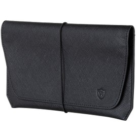 VON HEESEN Leather Passport Holder with RFID Protection - Passport Case Made of Genuine Leather - Passport Organiser for Style-Conscious Men and Women, Black Saffiano, Landscape