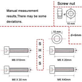 newlng M6 304 Stainless Steel Bolts and Nuts, Hex Flat Head Cap Bolts Screws Nuts Hexagon Socket Head Screw,Heavy Duty Hex Bolts Nuts Assortment, Head Mechanical Parts Combination Box