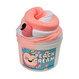 Peachy Cream Snow Butter Slime 8 oz – Soft White & Peach Inflatable Slime with Peaches and Cream Scent – Beginner-Friendly Non-Sticky Sensory Toy Made in USA