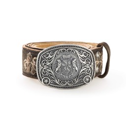 Traditional Costume Belt with Embroidery - Genuine Leather Belt, Original Schöneberger Trachten Leather Lederhosen Belt - Various Models and Colours - 50-52