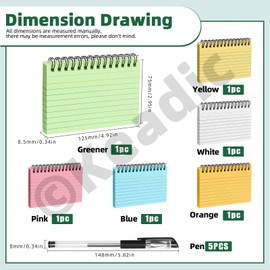 Keadic 300 Sheets Multicolor Ruled Index Cards and Pens Set, 6 Colors 3x5 Inches Spiral Flashcards Learning Note Taking Paper with Ring for Memory, Recipe, School Office to Do List