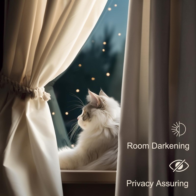 Lazzzy Beige Velvet Curtains 108 Inches Long Room Darkening Drapes