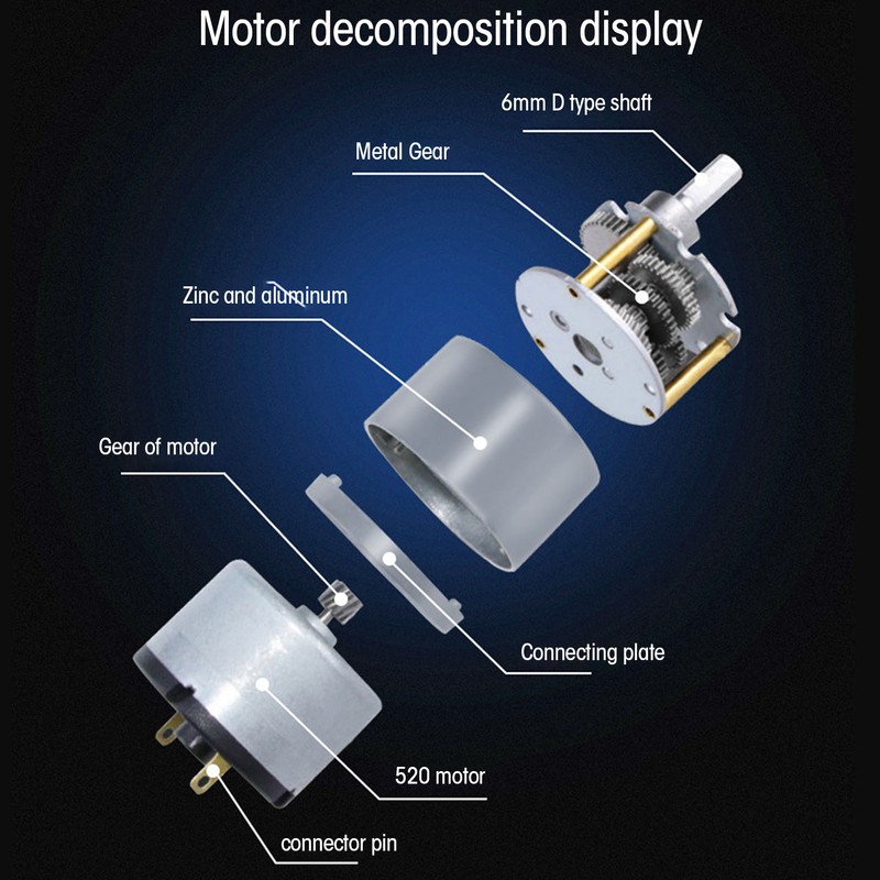 DC Gear Motor Aluminum Alloy Shell Rustproof Low Friction Brass