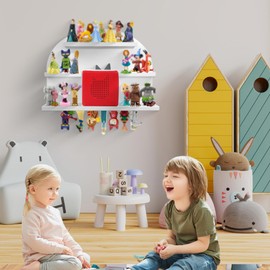 For Tonies Figures Shelf Magnetic,for Tonie box Wall Shelves,for Tonies Characters Organizer Audio Toy Figurine Storage Display Holder,Compatible Charging Station for Kid's Room,Pine,Arch,Large(White)