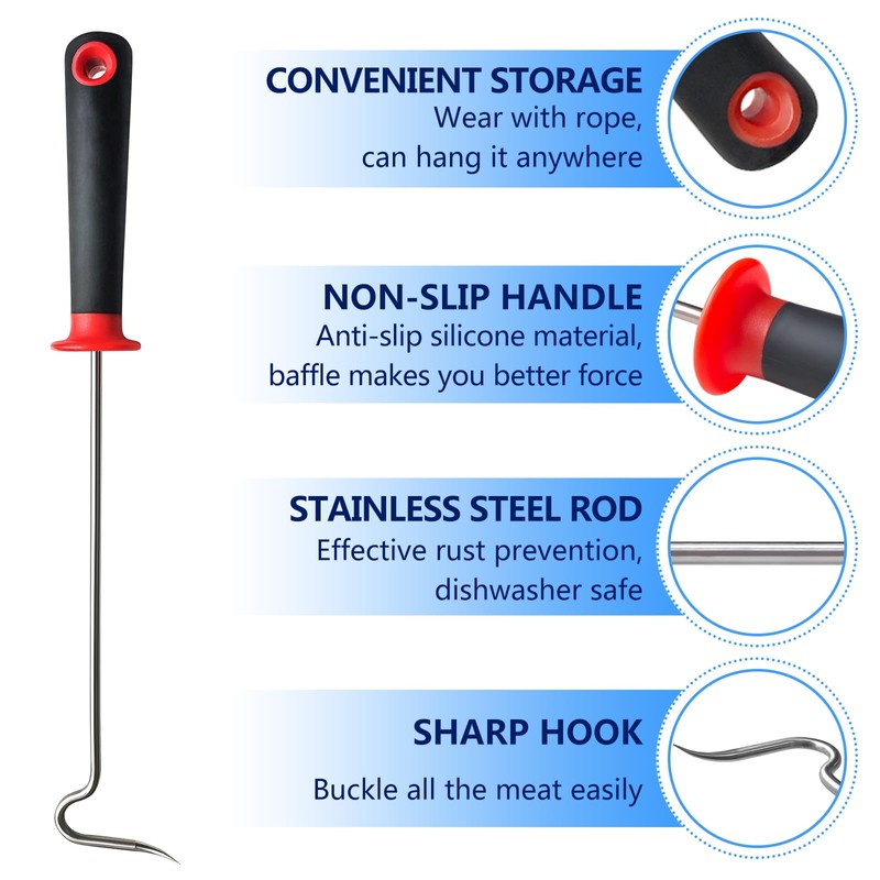 5Pcs Food Flipper Turner Hooks, Stainless Steel BBQ Turner Hooks