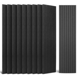 Art3dwallpanels 10 Pack Acoustic Panels, 48" X 12" X 0.35" Soundproof Wall Panels, Self Adhesive High Density Sound Absorbing Acoustic Treatment for Recording Studio, Office, Black