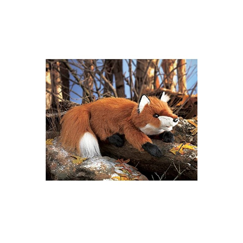 Folkmanis Small Red Fox Hand Puppet, Red, White, Black