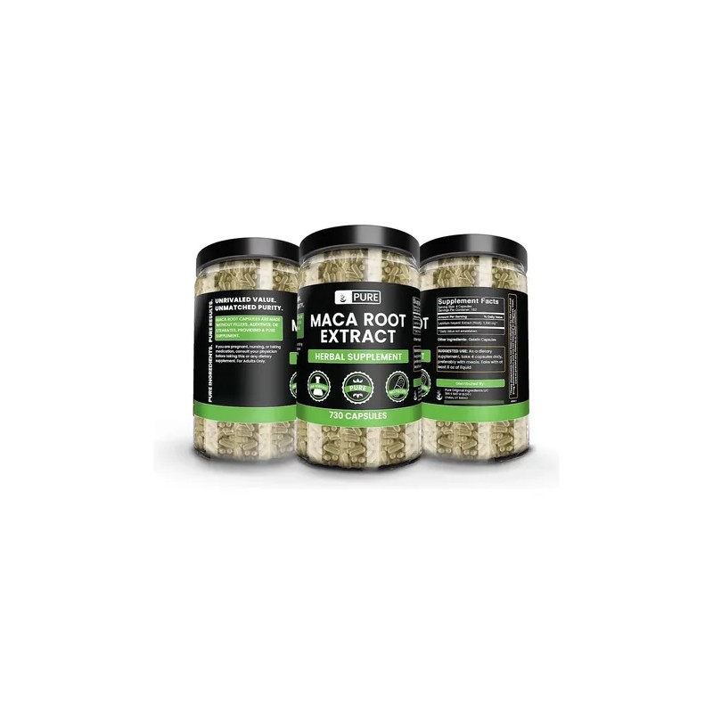 Pure Original Maca 730 Cápsulas, Sin Rellenos, Verificado