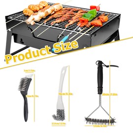 Pack of 3 Grill Brush, Grill Grate Cleaning Brush, Grill Brush Stainless Steel, PP Heat Insulation Handle, High Quality, Easy and Efficient Cleaning, Multifunctional