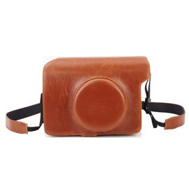 Leebotree Tasche Kompatibel mit Instax Wide 300 Sofortbildkamera, Schutztasche aus Weichem Kunstleder mit Schulterriemen (Braun)