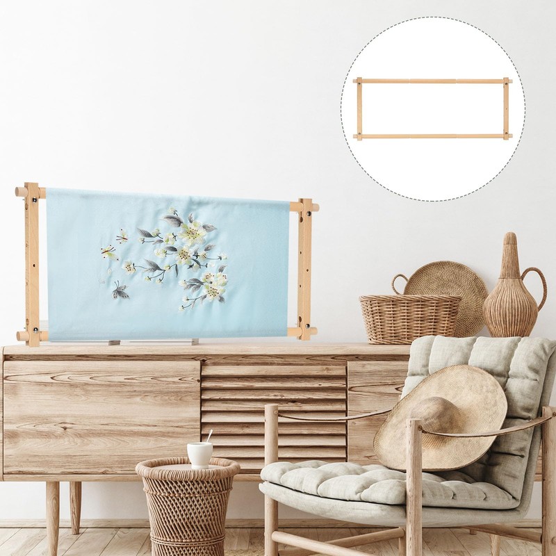 YOKIVE 1Pcs Embroidery Tapestry Scroll Frame, 83cm x 50cm Beech