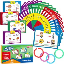 Torlam Phonics Flash Cards Learn to Read Spelling Reading Sight Words Phonics Games, Digraphs CVC Blends Long Vowel Sounds Kids Dolch Fry Site Words for Pre-k Kindergarten 1st 2nd 3rd Homeschool