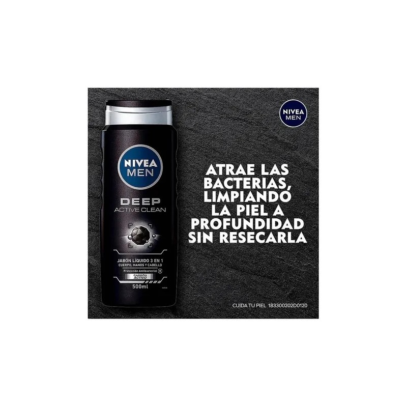 1pz De Jabon Liquido Nivea Men Carbon Activo De 500ml