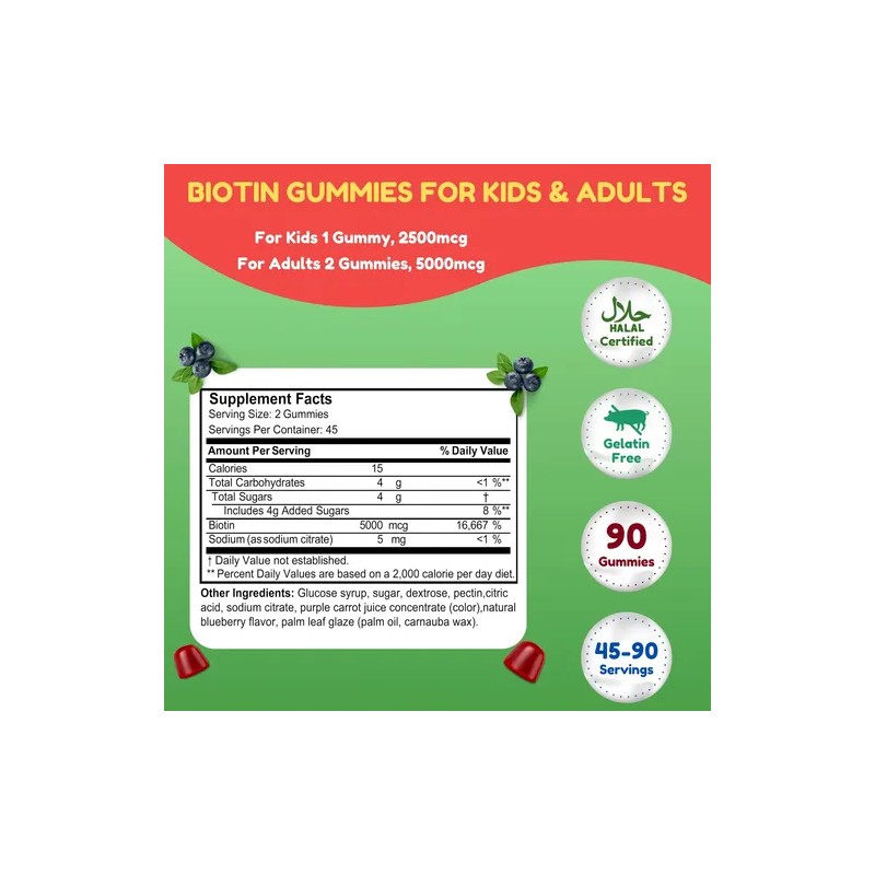 Shifaa Nutrition Gomitas Veganas Biotina 5000mcg 90 U