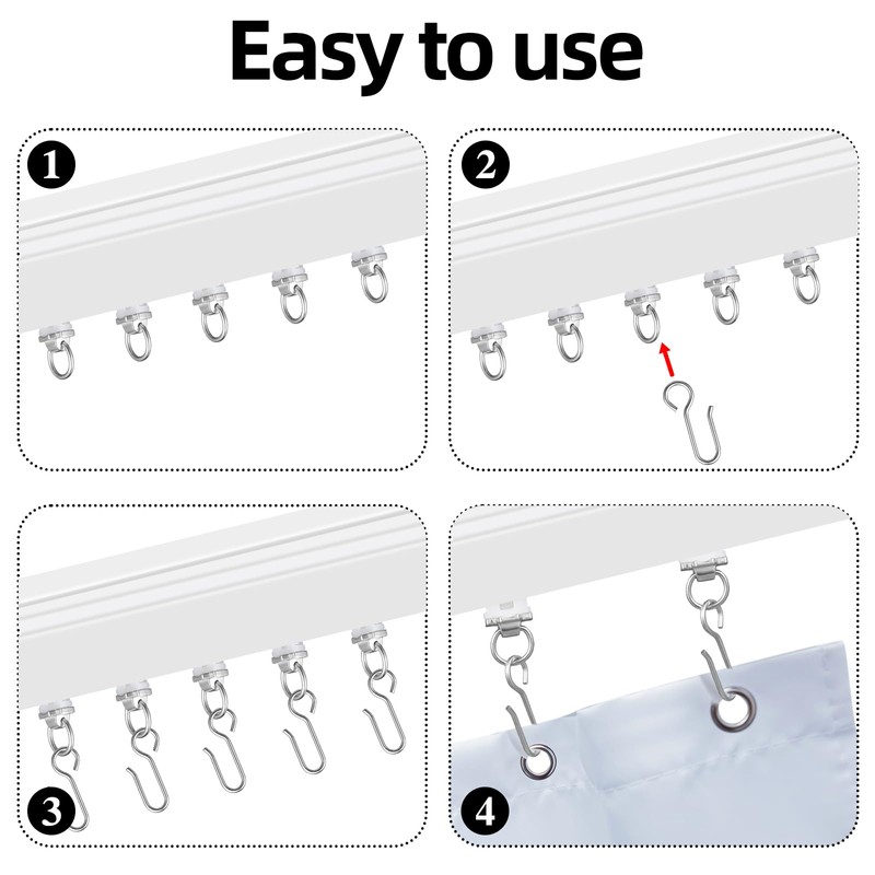 Barydat Curtain Track Roller Hooks Rail Pulleys Runners Plastic Ceiling