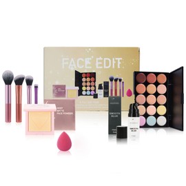 Honicemar Make Up Set – 15 Farben Konturpalette Concealer Palette mit Kompaktpuder, Make-up-Grundierung, Puderquaste und Makeup Pinsel, für Anfänger und Makeup Lovers Natürliche und Party-Looks