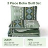 WONGS BEDDING Green Quilt Set Queen Size,3 Pieces Boho Bedspread