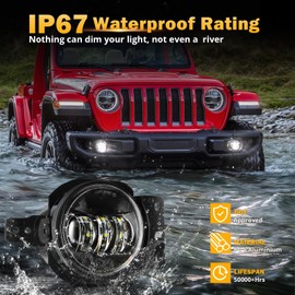 Auxbeam 4 Inch LED Fog Lights for 2018-2023 Jeep Wrangler JL JLU Sport Sahara Rubicon MOAB, 30W Round Led Chip Front Bumper Foglights, DOT Approved