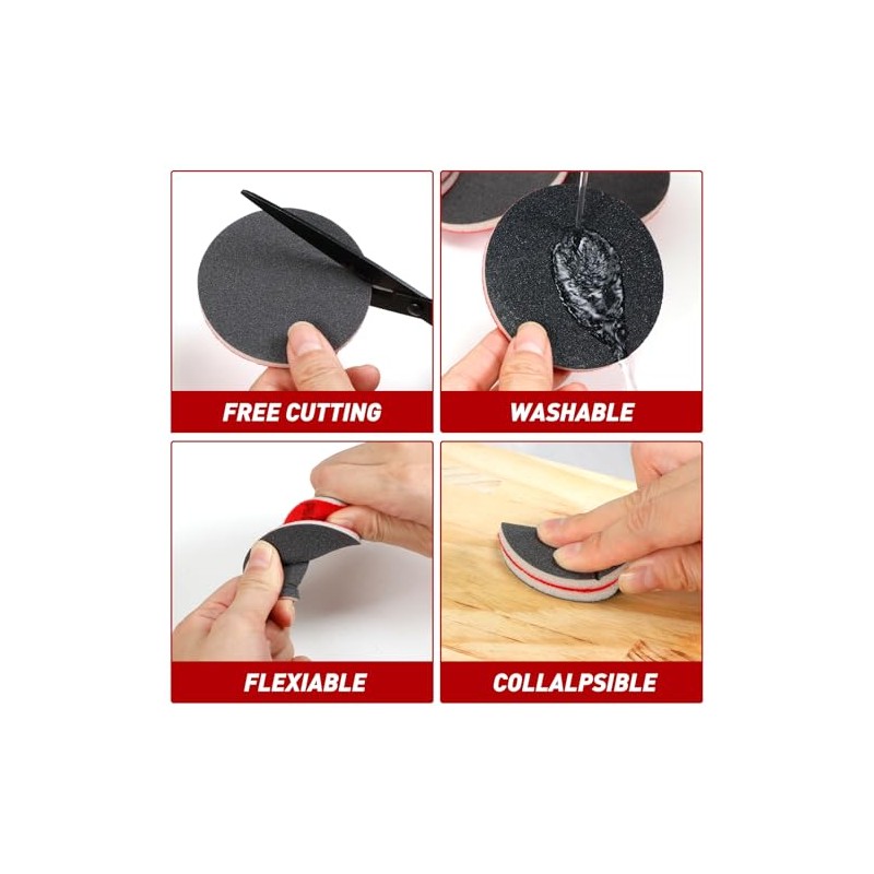 48 Pcs 3 inch Round Sanding Sponge 80-3000 Grit Sandpaper