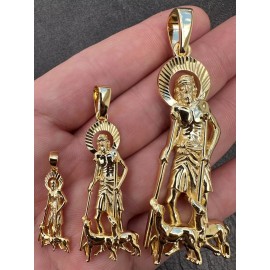 Lazaro 14k Gold Plated 925 Silver Saint St Lazarus Necklace Pendant 1"-2.75" San Lazaro - Small 1"