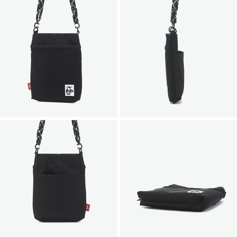 Chums Recycle Mesh Pocket Shoulder Bag, Black