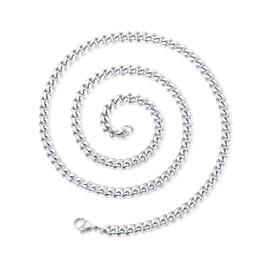 XIRUVE Width 3 mm/5 mm/7 mm/10 mm, Length 36-76 cm Selectable Classic Solid Curb Chain Men Women Stainless Steel Necklace, Stainless Steel, No Gemstone