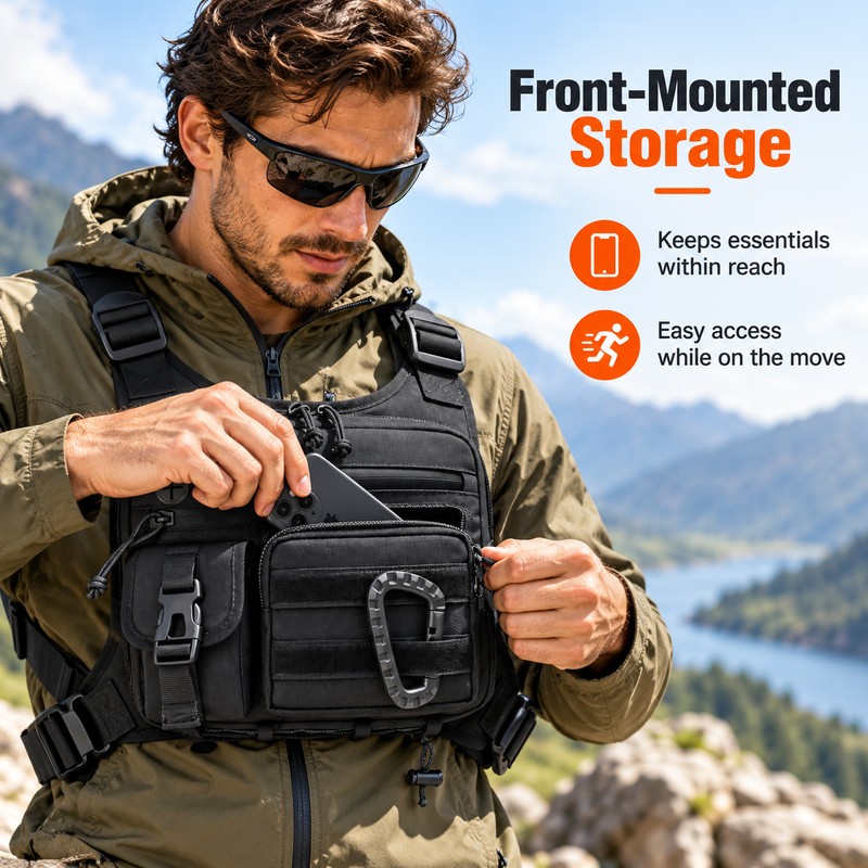 Men's Tactical Chest Bag for Outdoor Activities – Adjustable Shoulder