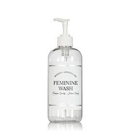 Artanis Home Refillable Clear PET Plastic 16 oz Feminine Wash Bottle with White Plastic Pump Dispenser - Chrome Accent Waterproof Labeled Bottle