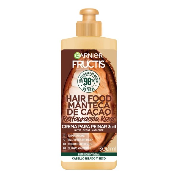 Garnier Fructis Hair Food Cacao Crema Peinar Pelo Rizado, 300