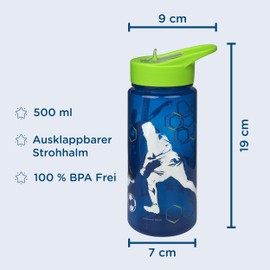 Scooli - Team Player Water Bottle - BPA-Free with Football Motif - Ideal for Children - Nursery and School - 500 ml