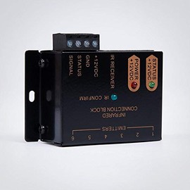 FireFold Infrared IR Connecting Block with LED Power Indicator – Six Emitter Output Connections - Large Detachable IR Receiver Connection – 12 VDC