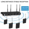 MicrocKing UHF Wireless Microphone System Cordless Lapel/Headset/Lavalier Mic(4 Bodypacks), Fixed