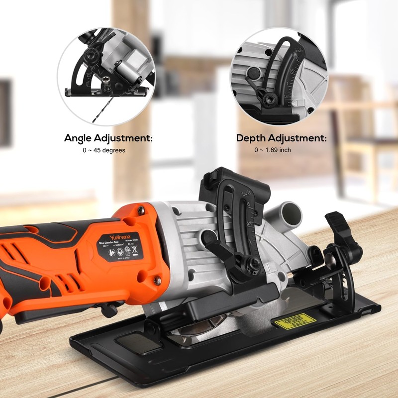 Yunirvana Mini Circular Saw, 20V 3400RPM Professional Cordless Circular Saw,