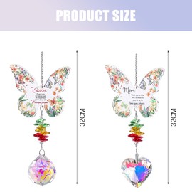 KBRPEY Wind Chime Butterfly Shape Love Heart Design Craft Glitter Garden Balcony Decorations