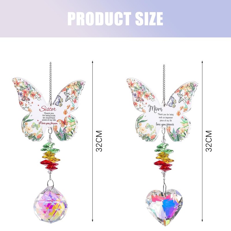 KBRPEY Wind Chime Butterfly Shape Love Heart Design Craft Glitter